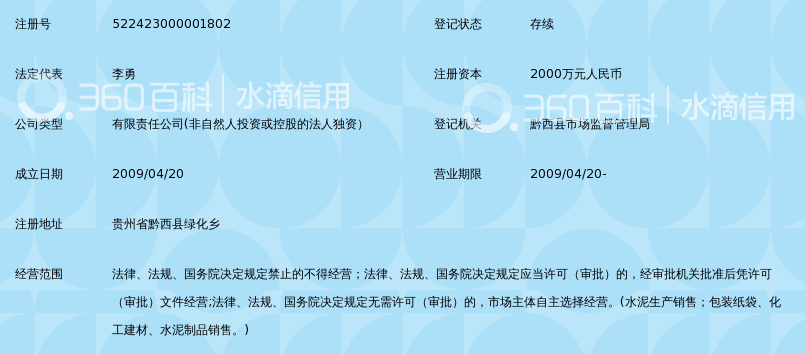 贵州黔西西南水泥有限公司_360百科
