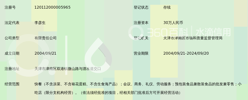 天津市月坛食汇快餐连锁有限公司_360百科