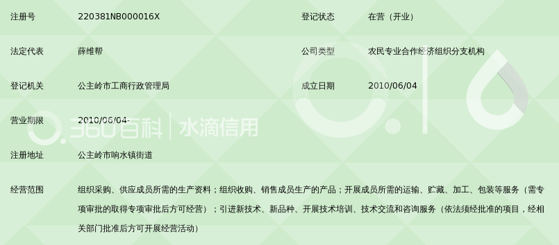 公主岭市石人粮蔬专业合作社响水分社_360百