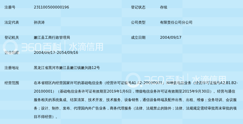 中国移动通信集团黑龙江有限公司嫩江分公司_