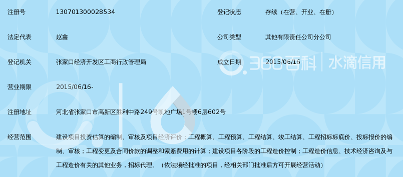 河北汉丰造价师事务所有限公司张家口分公司_