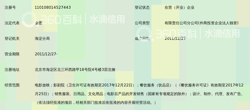 洛阳新华角川国际影城有限公司北京大钟寺分公