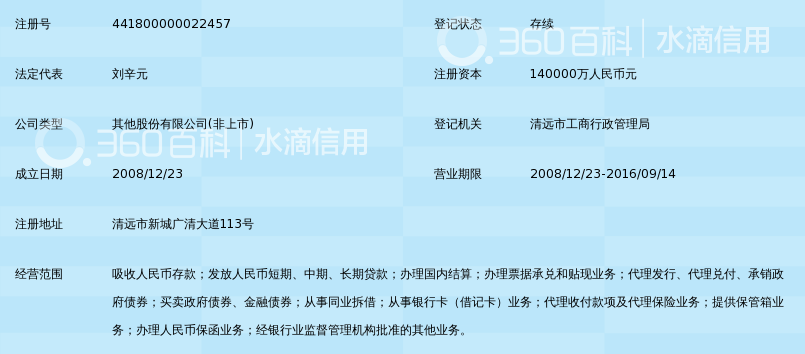广东清远农村商业银行股份有限公司_360百科