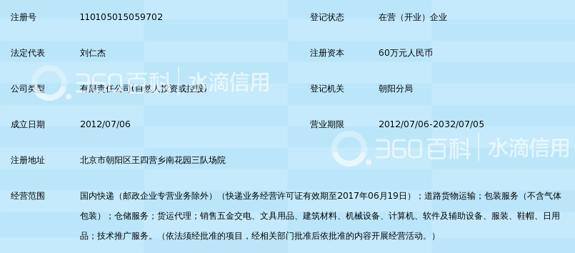 北京朝速韵达快递有限公司_360百科