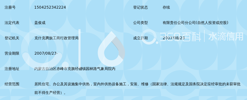 克什克腾旗阳光热力物业有限责任公司第六供热