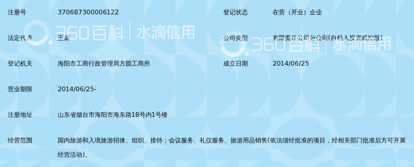 烟台江山国际旅行社有限公司海阳门市部_360