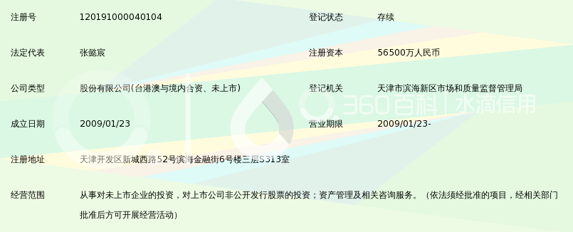 中信资本股权投资(天津)股份有限公司_360百科