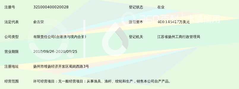 扬州久裕渔具有限公司_360百科