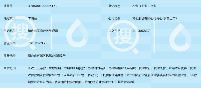 烟台农村商业银行股份有限公司芝罘区凤凰台分