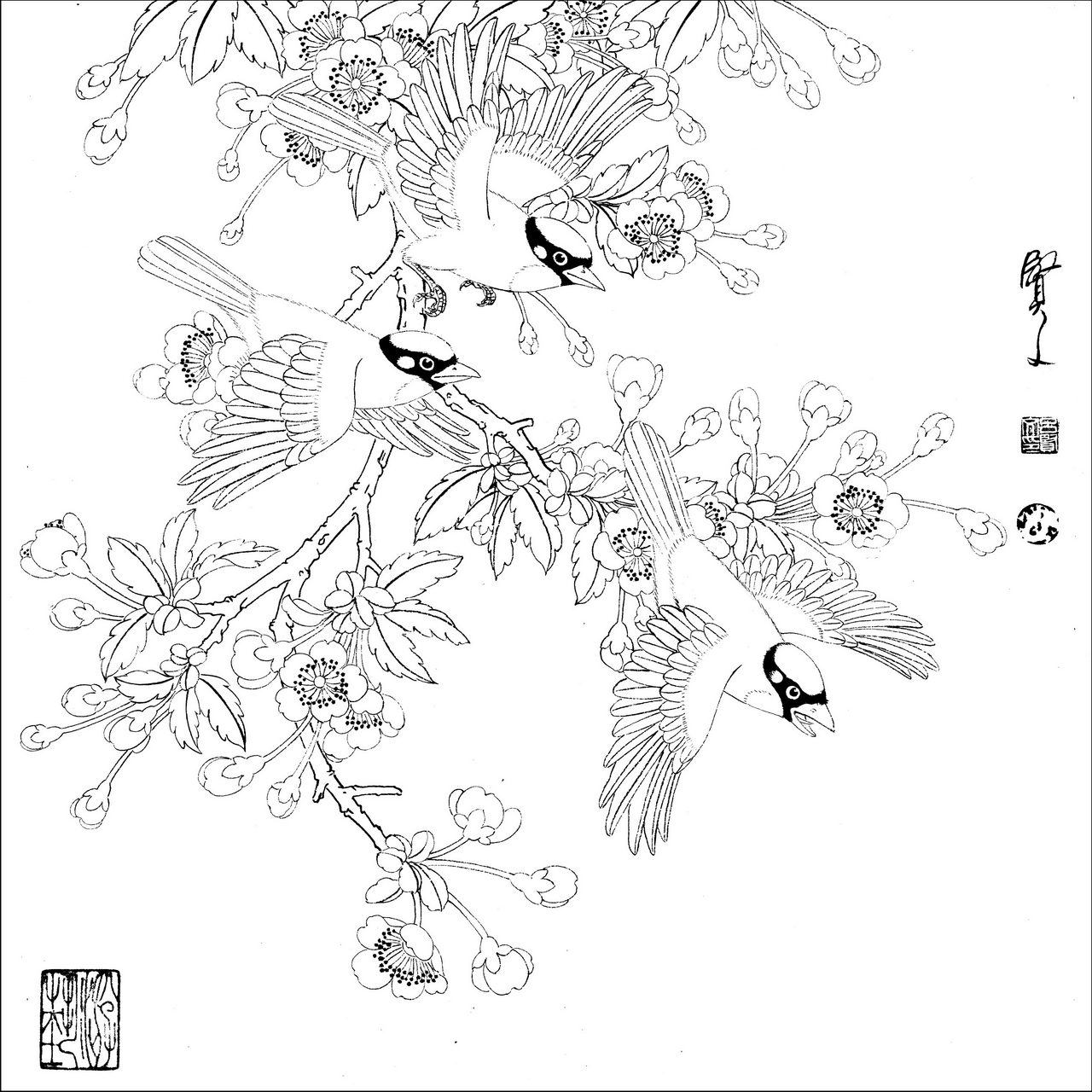 中国花鸟画-工笔白描|纯艺术|国画|灰太郎o_O - 原创作品 - 站酷 (ZCOOL)